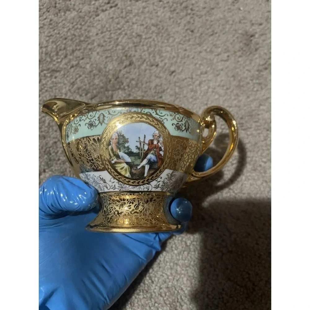 VTG Antique 24k Gold 8piece Teapot Set
